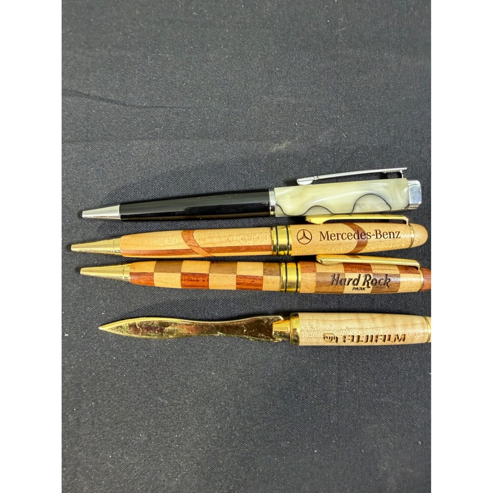 Mercedes Hard Rock Fujifilm Pen Letter Opener Set OS Wood Marble Good Vintage